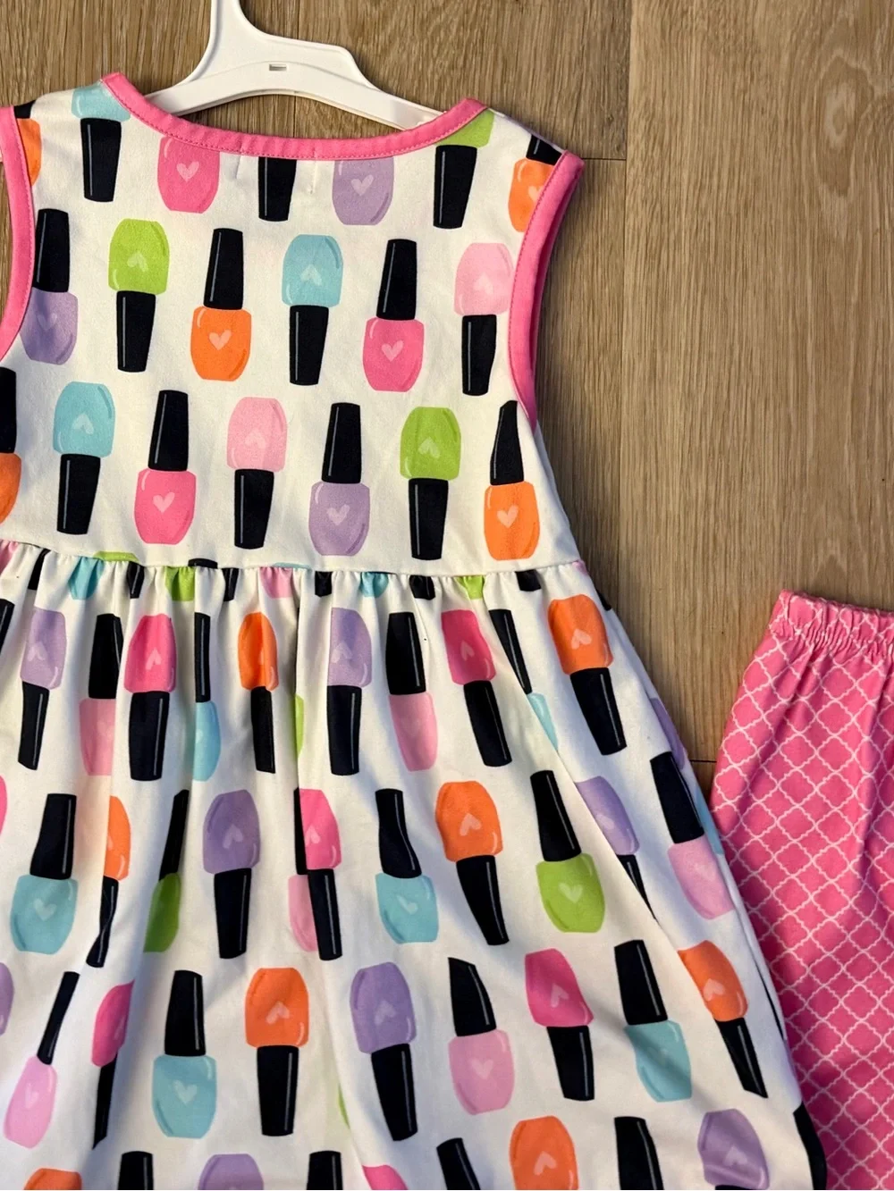 Girls Ice Pop Print Dress & Pink Shorts Two-Piece Set
